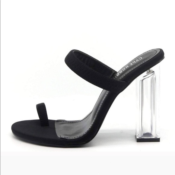 Shoes - "Clearly" Block Heels - Black